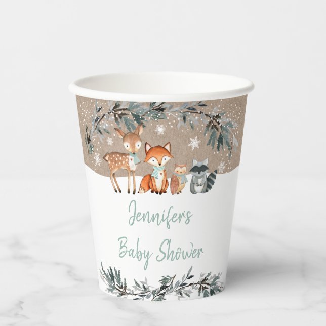 Greenery Gold Eucalyptus Baby Shower Paper Cups Pappbecher (Vorderseite)
