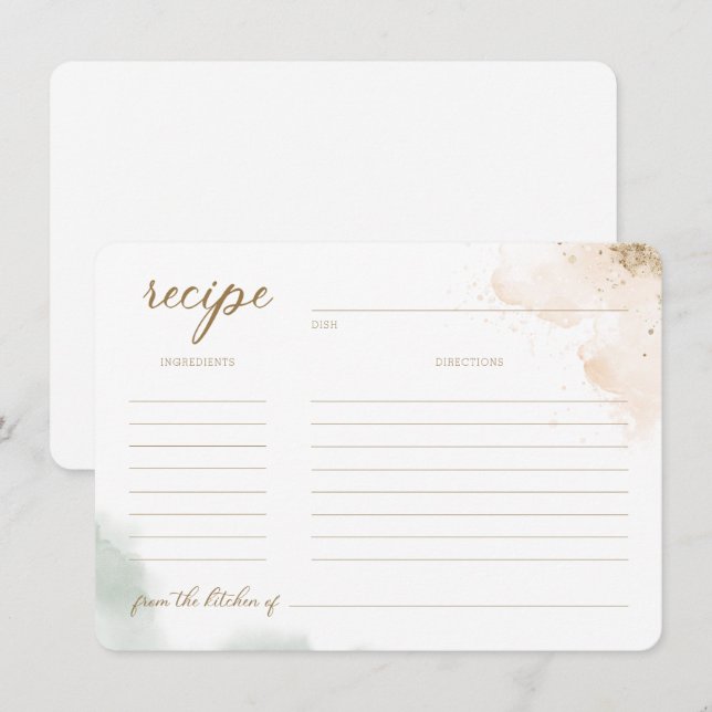 Greenery Gold Eucalyptus Brautparty Recipe Invi Einladung (Vorne/Hinten)