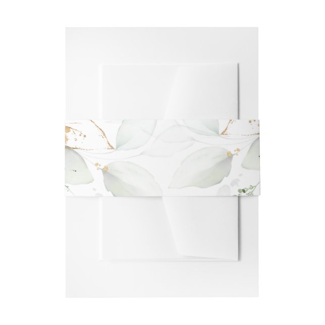 Greenery & Gold Eucalyptus Wedding Einladungsbanderole (Vorderseite Beispiel)