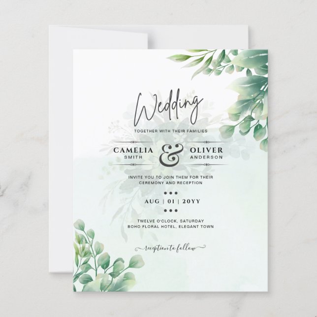 Greenery Gold Eucalyptus WEDDING QR CODE Moderne (Vorderseite)