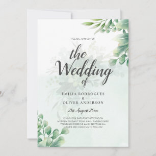 Greenery Gold Eucalyptus WEDDING QR CODE Moderne Einladung