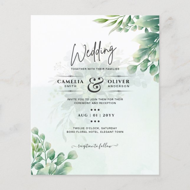 Greenery Gold Eucalyptus WEDDING QR CODE Moderne Flyer (Vorne)