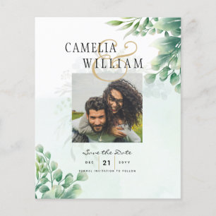 Greenery Gold Eucalyptus WEDDING QR CODE Moderne Flyer
