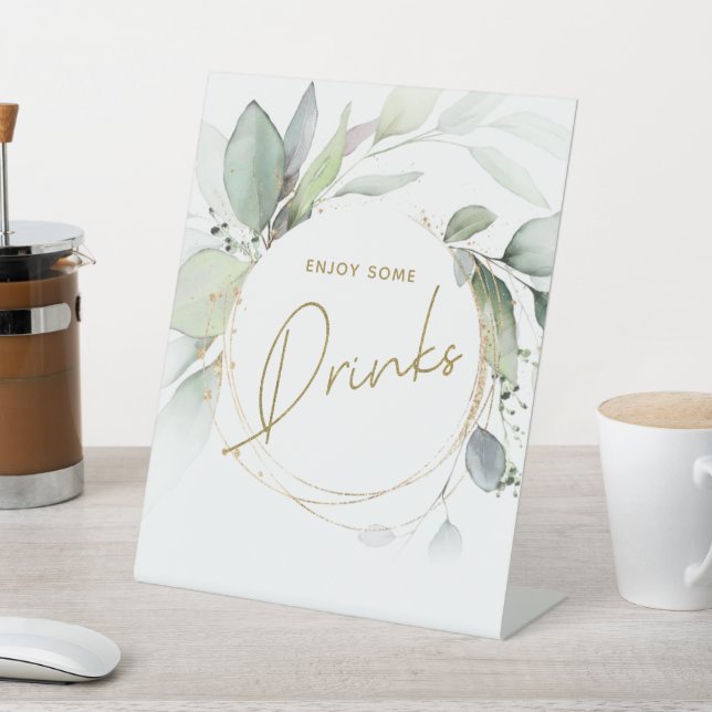 Greenery Gold Foliage Eucalyptus Sockelschild (In SItu)