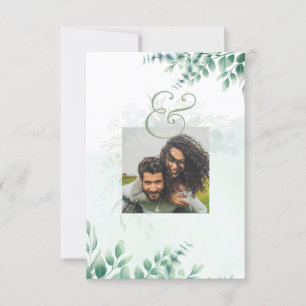Greenery Gold FOTO QR CODE Hochzeitsdatum Rett RSVP Karte