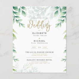 Greenery Gold FOTO Wedding Einladung BUDGET Flyer