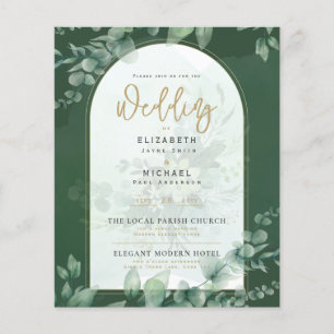 Greenery Gold FOTO Wedding Einladung BUDGET Flyer