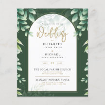 Greenery Gold FOTO Wedding Einladung BUDGET Flyer