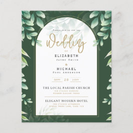 Greenery Gold FOTO Wedding Einladung BUDGET Flyer