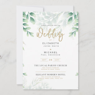 Greenery Gold FOTO Wedding LeahG Einladung