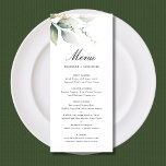 Greenery Gold Garden Blätter Botanische Hochzeit Menükarte<br><div class="desc">Das botanische Hochzeitsmenü aus Grün und Gold.</div>
