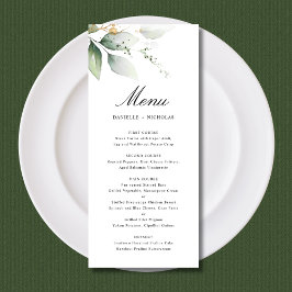 Greenery Gold Garden Blätter Botanische Hochzeit Menükarte
