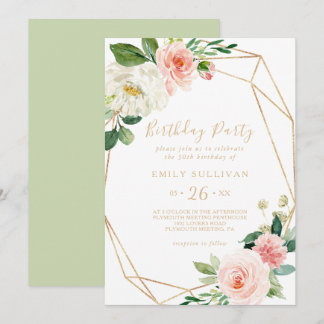 Greenery & Gold Geometric 30. Geburtstag Party Einladung