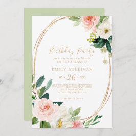 Greenery & Gold Geometric 60. Geburtstagsparty Einladung