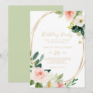 Greenery & Gold Geometric 60. Geburtstagsparty Einladung