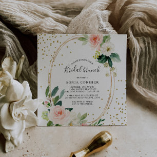 Greenery & Gold Geometric Elegant Bridal Brunch Einladung