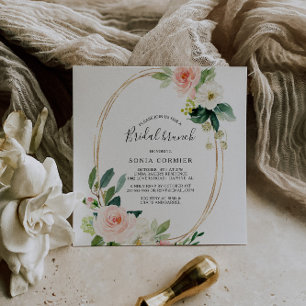 Greenery & Gold Geometric Elegant Bridal Brunch Einladung