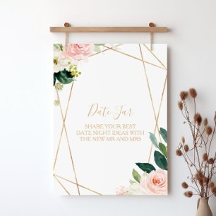 Greenery & Gold Geometric Elegant Datum Jar Sign Poster