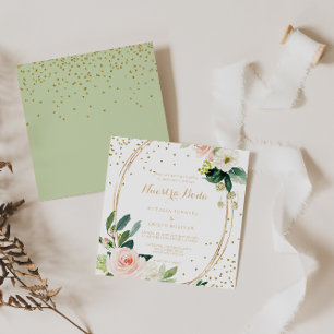 Greenery & Gold Geometric Elegante Hochzeit Einladung