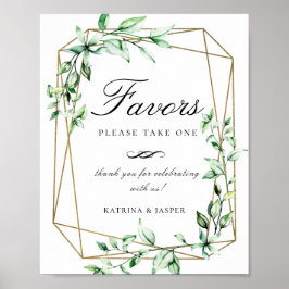 Greenery Gold Geometric Favor Wedding Sign Poster