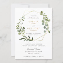 Greenery Gold Geometric Frame Elegante Hochzeit