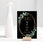 Greenery Gold Geometric Frame Simple Black Wedding Tischnummer<br><div class="desc">Dieser geometrische Rahmen aus grünem Gold ist einfach in Schwarz gehalten und zeichnet sich durch einen leichten Mix aus. Die Farbkombination in Schwarz und Weiß wird durch die zarte, grüne Tischnummer ergänzt, die einen anmutigen blühte um eine einfache, raffinierte Typografie und eine liebliche Kalligrafie-Schrift ergänzt. Die Aquarelltöne und andere botanische...</div>