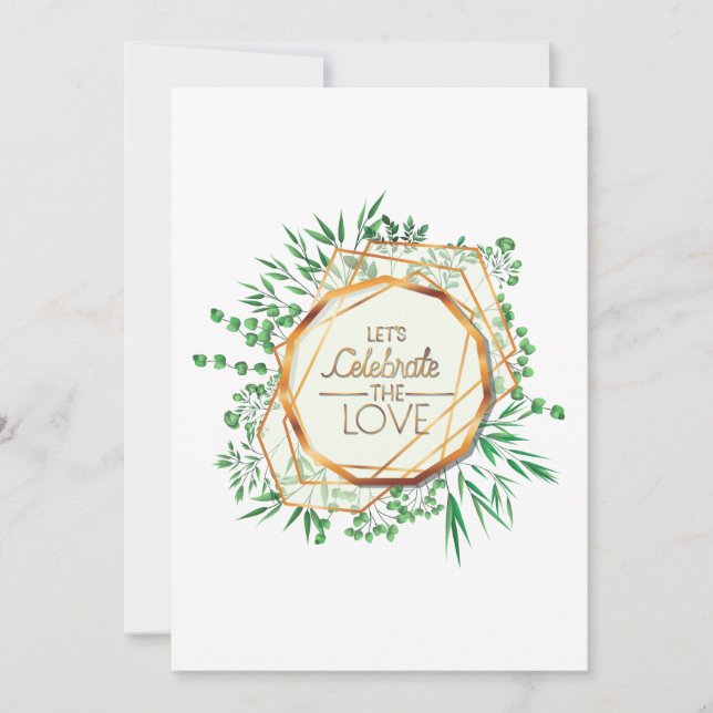 Greenery & Gold Geometric - Lass's Celebrate Einladung (Vorderseite)