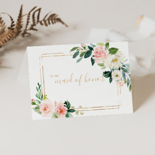 Greenery & Gold Geometric Trauzeugin Vielen Dank Dankeskarte