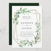 Greenery Gold Geometric Wedding Einladung