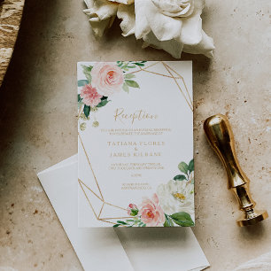 Greenery & Gold Geometric Wedding Reception Card Einladung