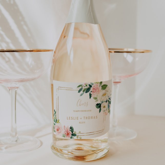 Greenery & Gold Geometric Wedding Sparkling Wine L (Von Creator hochgeladen)