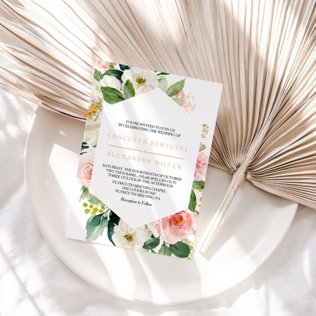 Greenery & Gold Geometrische Hochzeit Einladung (Von Creator hochgeladen)