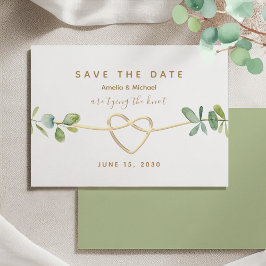 Greenery Gold Heart Wedding Save The Date