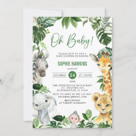 Greenery Gold Jungle Animals Safari Oh Baby Dusche Einladung