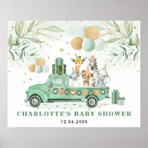Greenery Gold Jungle Safari Tiere Baby Shower Si