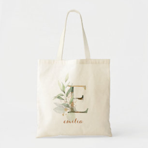 Greenery Gold Leaf Foliage Personalisiert Letter " Tragetasche