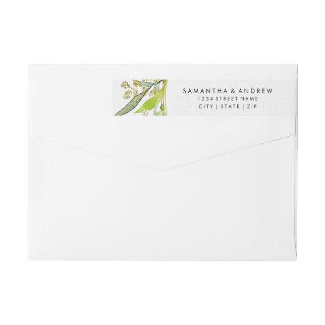 Greenery & Gold Leaf Gerahmte Wasserfarbenhochzeit (Rückseite)