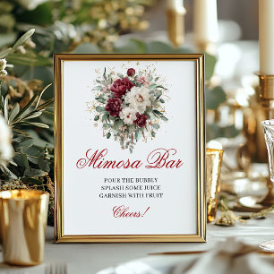 Greenery Gold Mimosa Bar Blush Burgundy 8x10 Schil Poster
