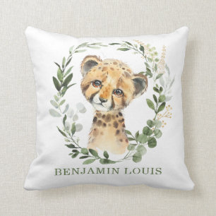 Greenery Gold Safari Cheetah Baby Boy Kinderzimmer Kissen