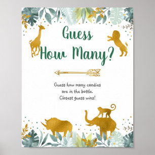 Greenery Gold Safari Guess Wie viele Spielzeichen Poster