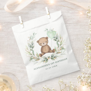 Greenery Gold Teddy Bear Balloon Baby Shower Party Geschenktütchen