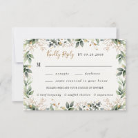 Greenery Gold Watercolor Boho Meal Choice Wedding