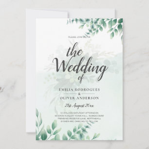 Greenery Gold Wedding Eucalyptus Blätter QR CODE Einladung