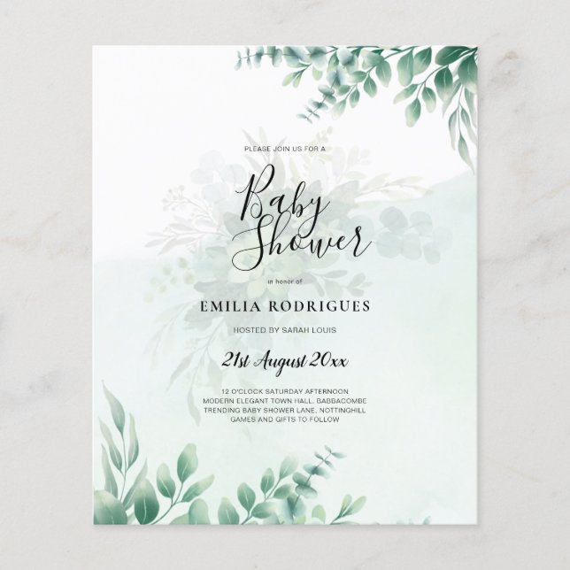 Greenery Gold Wedding Eucalyptus Blätter QR CODE Flyer (Vorne)