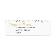 Greenery & Gold Wedding Rücksendeadresse