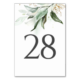 Greenery & Gold Wedding Tischnummer Cards