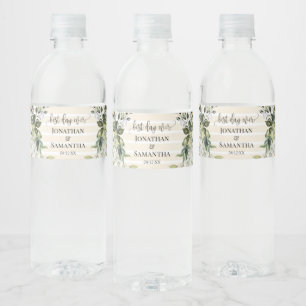 Greenery Gold Wedding Water Flasche Label Wasserflaschenetikett