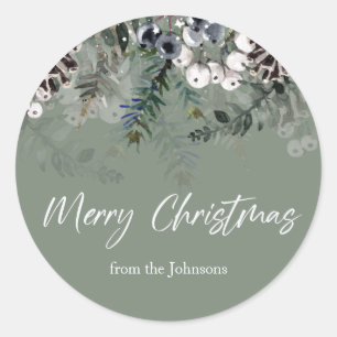 Greenery Green White Christmas Sticker