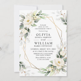 Greenery Grüne Weißrosen Engagement Party Einladung