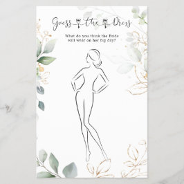 Greenery Guess The Dress Brautparty Game Flyer